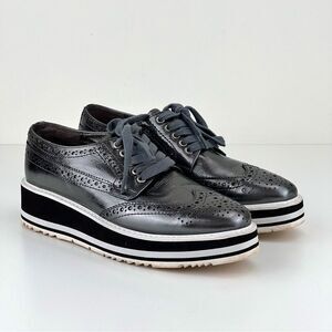 Anthropologie Silent D Metallic Platform Oxfords - Silver